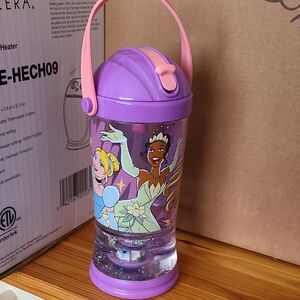 Disney Princess Glitter Water Bottle - Purple and Pink